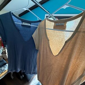 We The Free Tan V-Neck Top